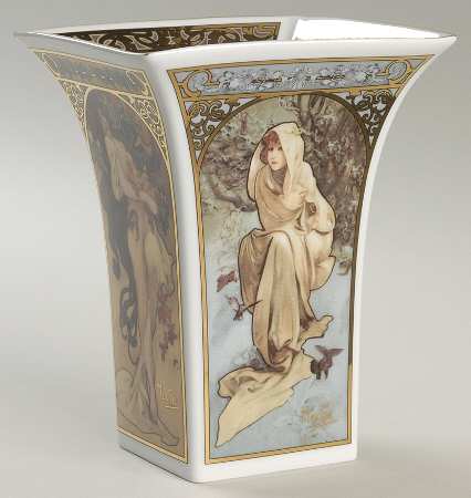 Artis Orbis- Alphonse Mucha Four Seasons 1897 Vase - Boxed