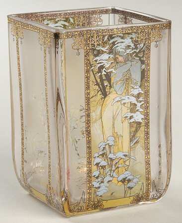 Artis Orbis- Alphonse Mucha Winter Glass Tealight - Boxed