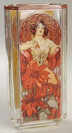 Artis Orbis- Alphonse Mucha Ruby Glass Vase - Boxed