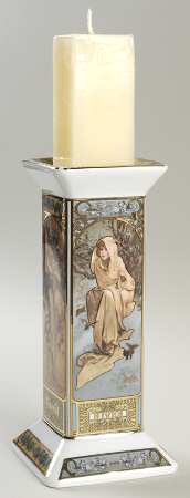 Artis Orbis- Alphonse Mucha Four Seasons 1897 Candleholder - Boxed