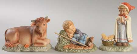 Berta Hummel Nativity 3 Pc Boxed Set-Shep, Girl, Ox - Boxed