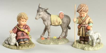 Berta Hummel Nativity 3 Pc Boxed Set-Shepherd (2), Donkey - Boxed
