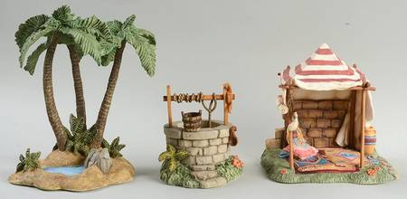Berta Hummel Miniature Nativity 3 Pc Set-Oasis;Well;Tent - Boxed