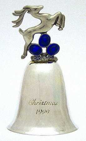 Annual Silverplate Bell 1999-Leaping Reindeer - No Box