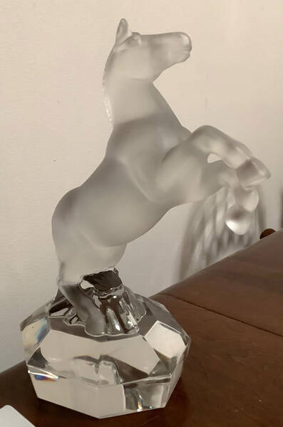 Crystal Animal Figurines Rearing Horse-Frosted - Boxed
