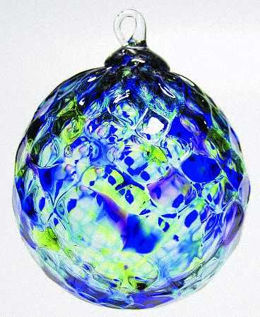 Classic Ball Ornaments Blue Mosaic Diamond Facet - No Box
