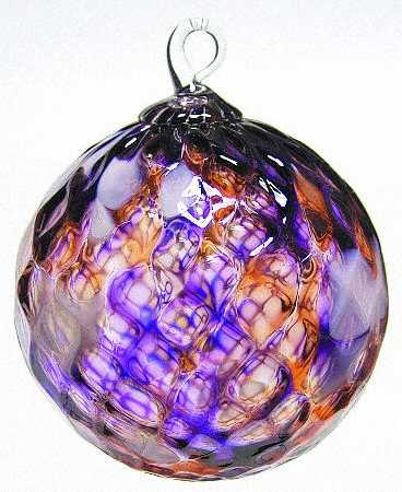 Classic Ball Ornaments Purple Mosaic Diamond Facet - No Box