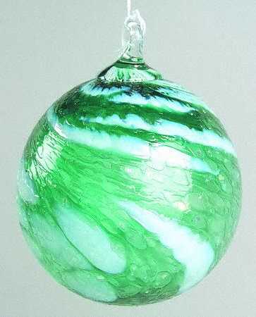 Classic Ball Ornaments Green & White Chip Twist - No Box
