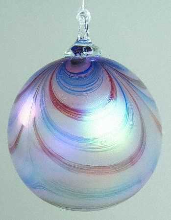 Classic Ball Ornaments Pink & Blue Feather - No Box