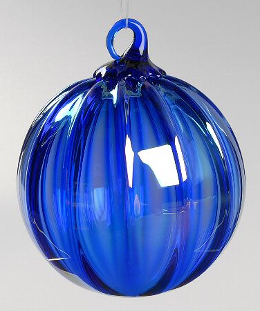Classic Ball Ornaments Blue Optic Rib - No Box