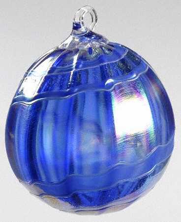 Classic Ball Ornaments Blue Dichroic Swirl - No Box