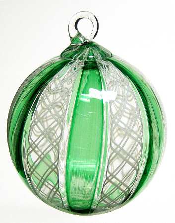 Annual Limited Edition Ornament Green Latticino Cane - Boxed