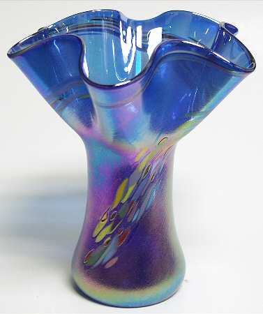 Ruffle Vase Blue Rainbow Twist Mini - Boxed