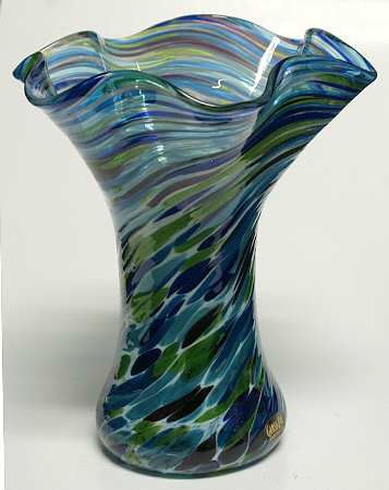 Ruffle Vase Blue Twist Min - Boxed