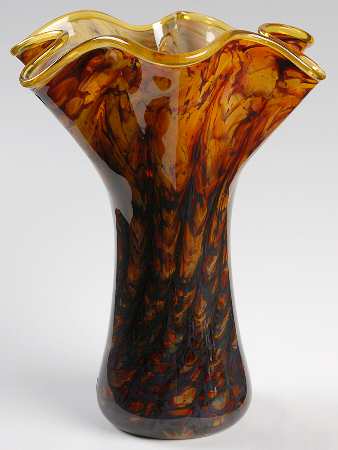 Ruffle Vase Amber Marble - Boxed