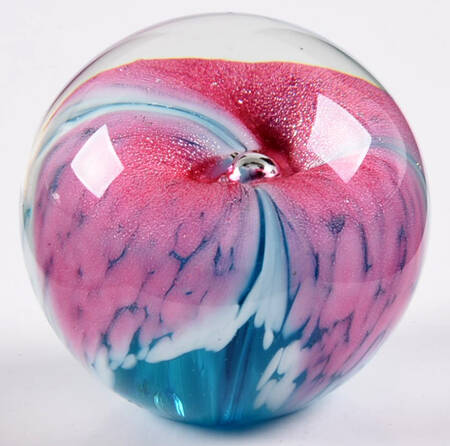 Glass Eye Studio Paperweights Pink & Blue Flower - No Box