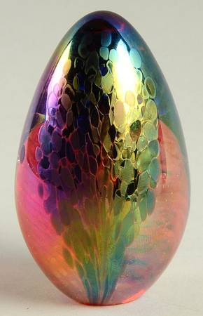Egg Paperweights Pink And Blue Iridescent - No Box