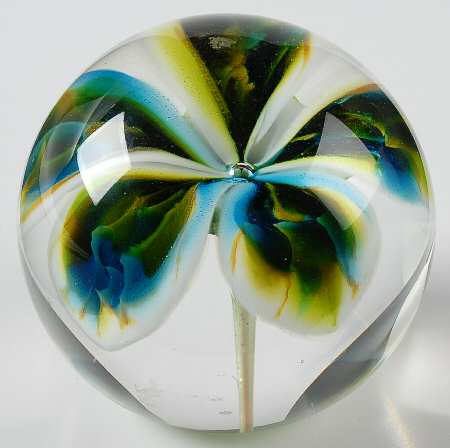 Glass Eye Studio Paperweights Blue,Green Flower - Boxed
