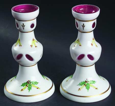 Gorham Christmas Giftware Pair Of Candlesticks - With Box