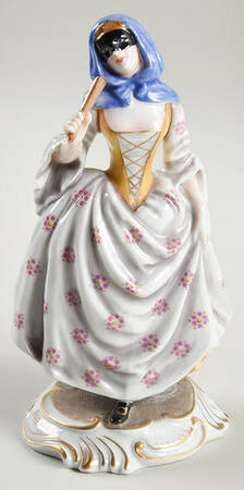 Richard Ginori Figurines Woman In Mask & Blue Hood - No Box