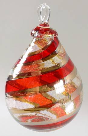 Raindrop Ornaments Red Platinum Twist - No Box