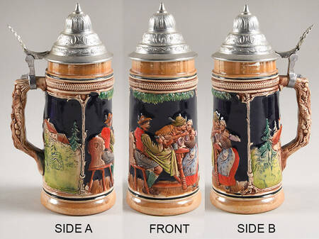 German Beer Steins Man Kisses Women - No Box