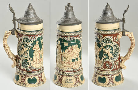 German Beer Steins Tavern Scene - No Box