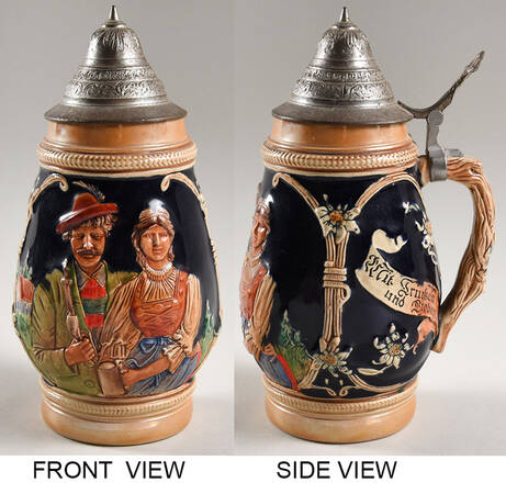 German Beer Steins With Drink And Love - No Box