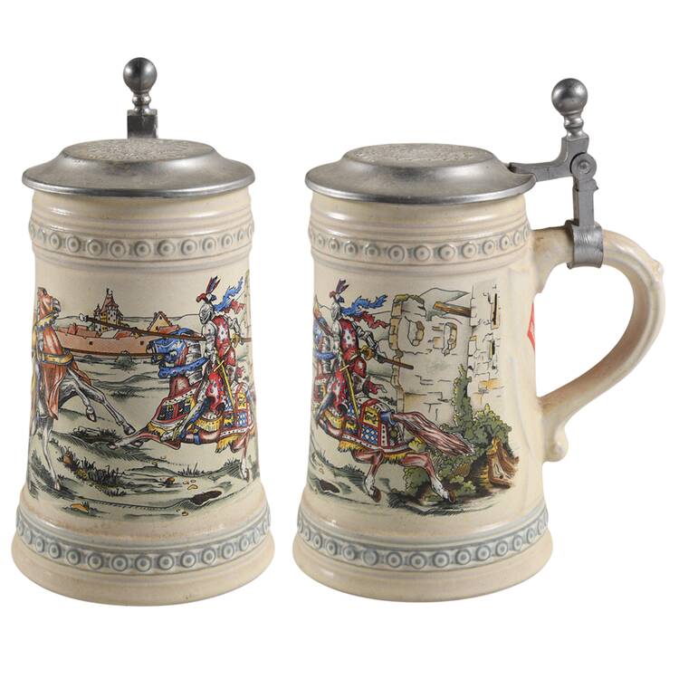 German Beer Steins Knights In Armor - No Box
