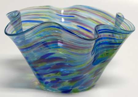 Glass Eye Studios Giftware Sky Blue Mosaic Floppy Bowl - Boxed