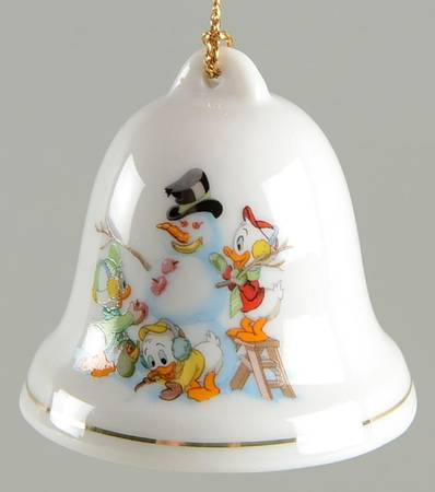 Disney Christmas Bell Huey, Dewey, Louie W/Snowman - No Box