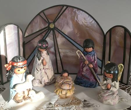 De Grazia Nativity Creche-Stained Glass - Boxed