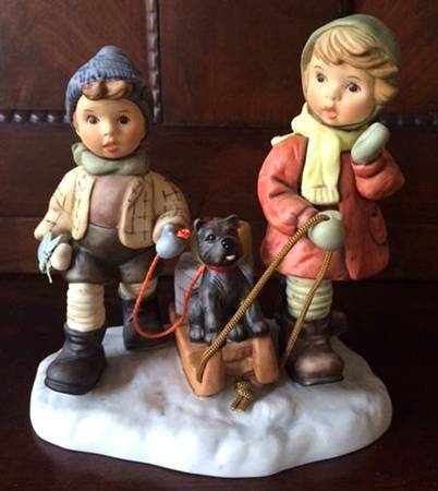 Seasons Greetings-Berta Hummel Sledding Time - Boxed