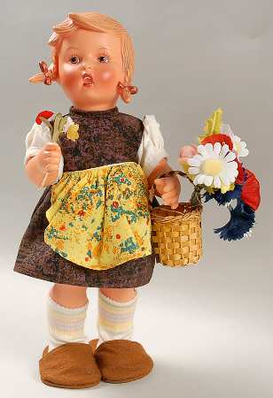 Hummel Vinyl Dolls Little Shopper Girl Flowers - Boxed
