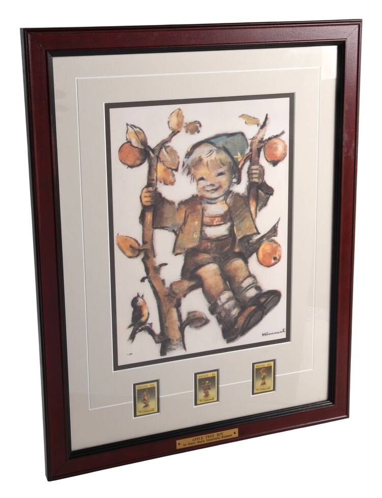 Hummel Framed Print The Apple Tree Boy - 3 Stamps - No Box