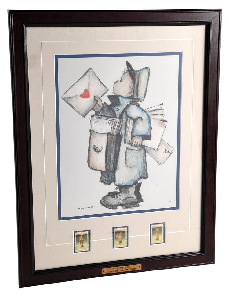 Hummel Framed Print The Postman - 3 Stamps - No Box