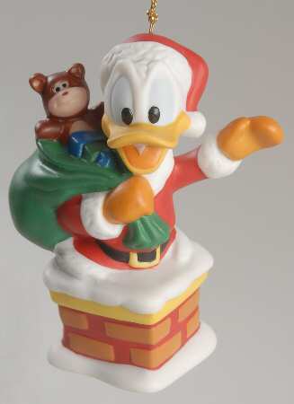 Disney Porcelain Treasures Donald Duck In Chimney - Boxed