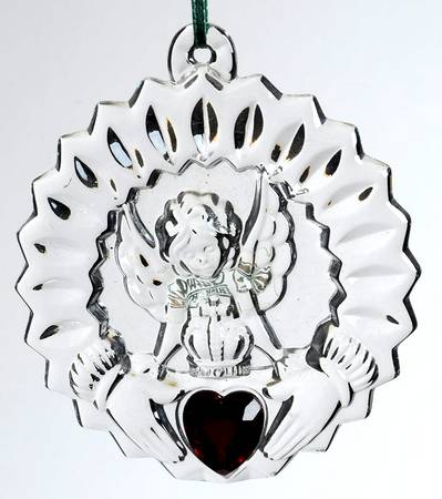 Christmas Hanging Ornaments Claddagh Cherub With Red Heart - Boxed