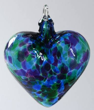 Heart Ornaments Blue Mosaic Chip Heart - No Box