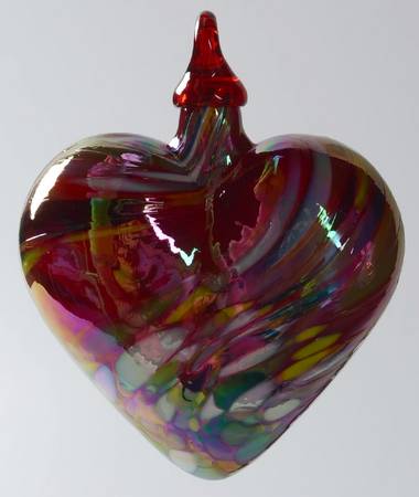 Heart Ornaments Red Feather Twist Heart - No Box