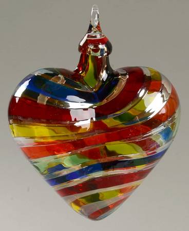 Heart Ornaments Rainbow Plat Twist Heart - No Box