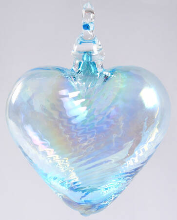 Birthstone Heart Ornaments March-Aquamarine - Boxed