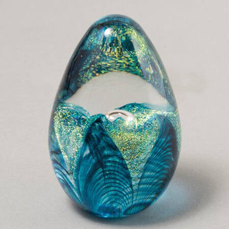 Egg Paperweights Aqua Passion Flower - No Box