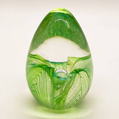 Egg Paperweights Emerald Passion Flower - No Box