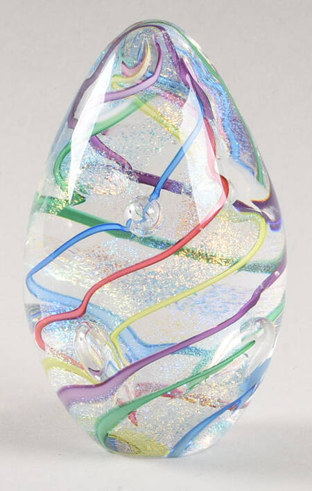 Egg Paperweights Dichroic Fuschia Swirl - No Box