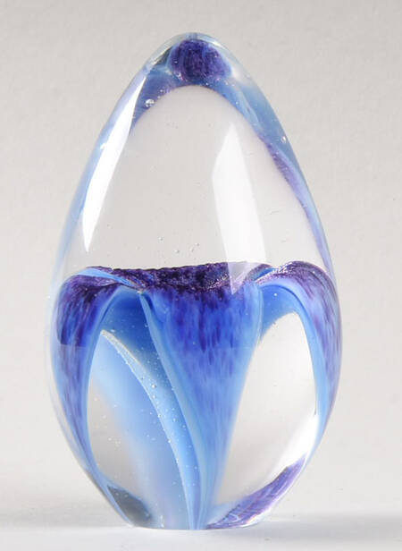 Egg Paperweights Blue Purple Flower - No Box