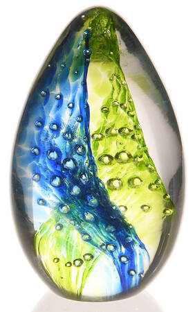 Egg Paperweights Blue & Green Bubbles - No Box