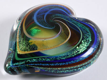 Heart Paperweights Golden Rainbow - No Box
