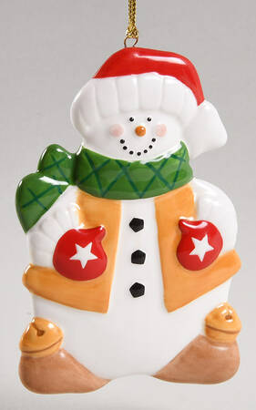 Gorham China Ornament Snowam With Bells On - With Box