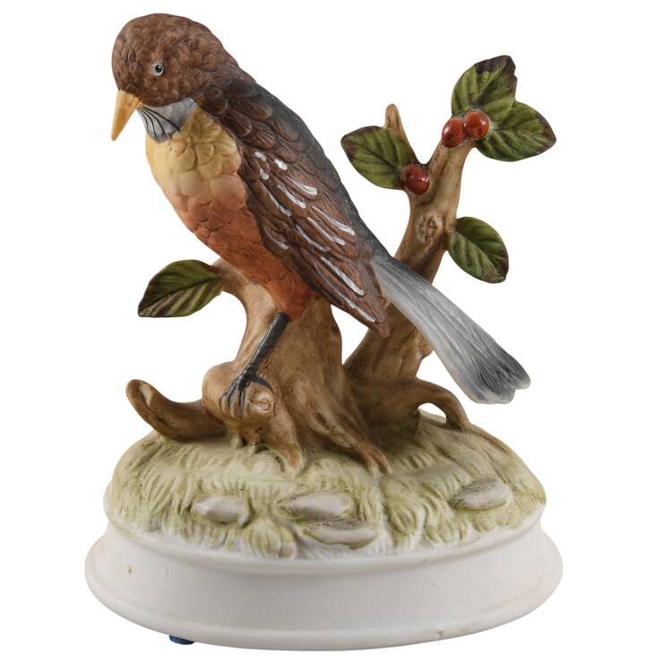 Bird Music Boxes Robin-Round Base - Boxed